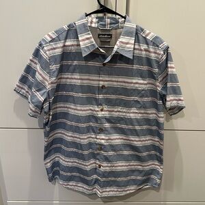 Eddie Bauer Men’s Button Up Stripped Short Sleeve Shirt Size L